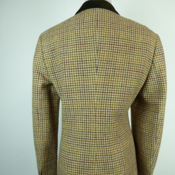 Brooks Brothers Blazer chesterfield houndstooth plaid velvet collar wool 10 - Picture 6 of 10